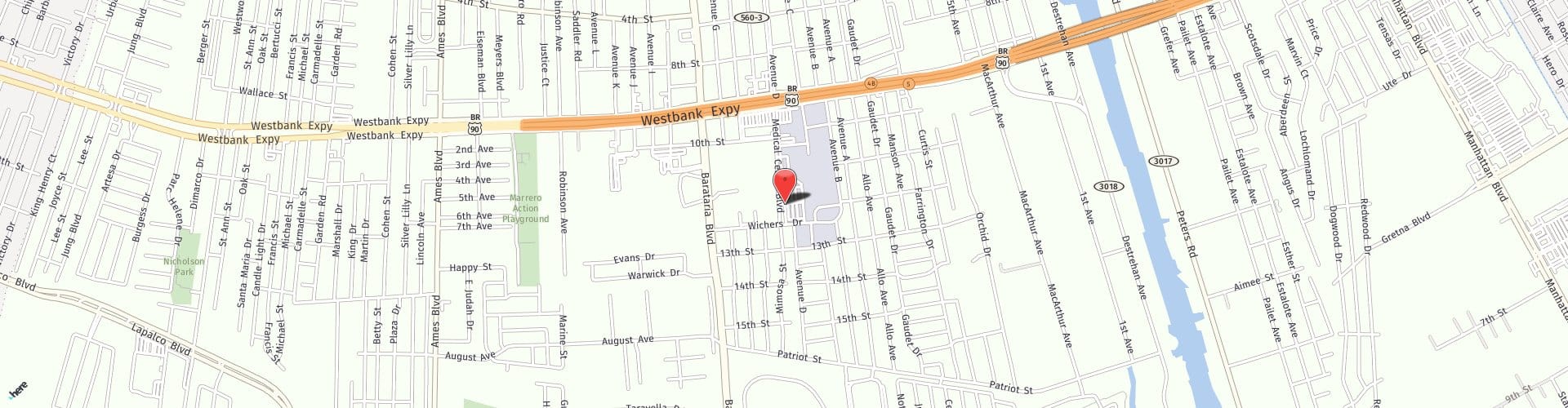 Location Map: 1111 Medical Center Boulevard Marrero, Louisiana 70072