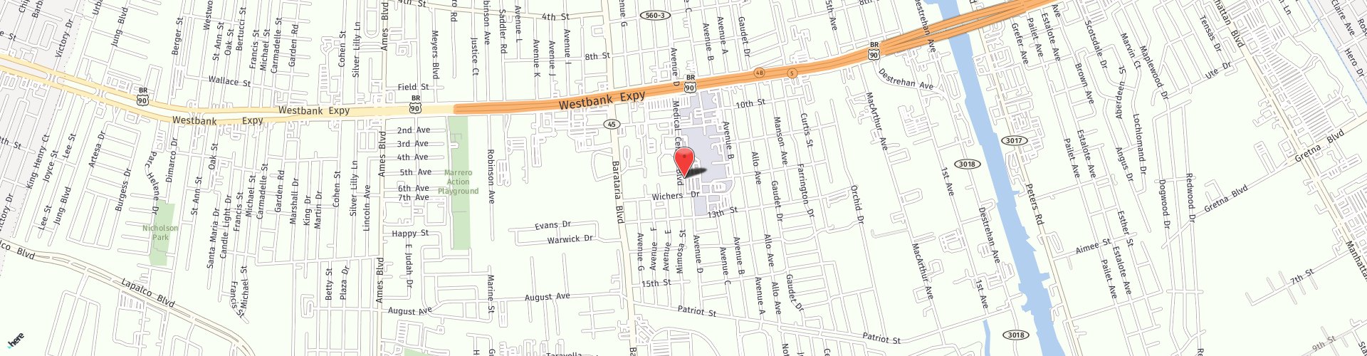 Location Map: 1111 Medical Center Boulevard Marrero, Louisiana 70072